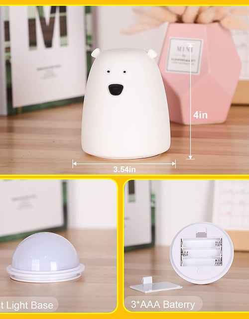 Load image into Gallery viewer, Night Light for Kids, Cute Night Lamp Battery Powered Night Light for Kids Silicone Soft LED Nightlights, Baby Nursery Squishy Light Birthday Gifts for Girls and Boys(Little Bear)
